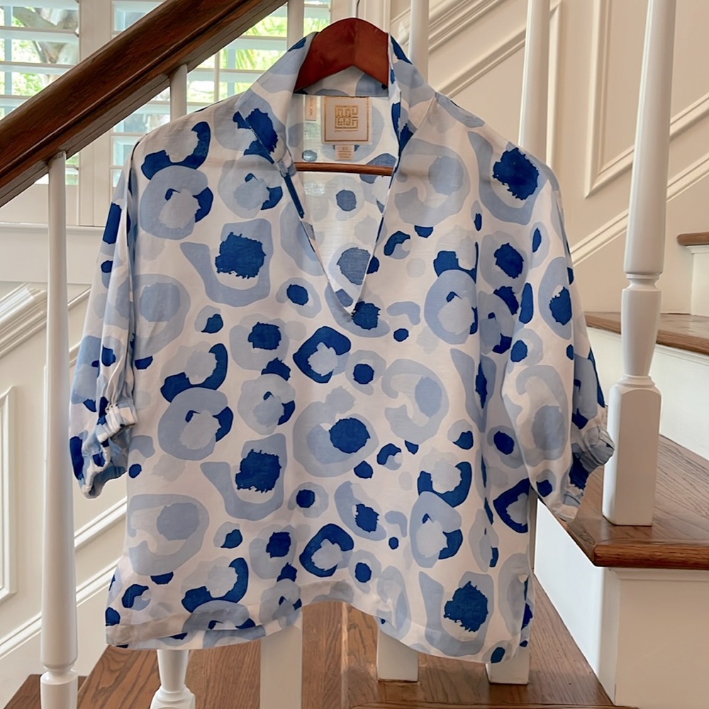 Emily McCarthy Poppy Top in blue leopard